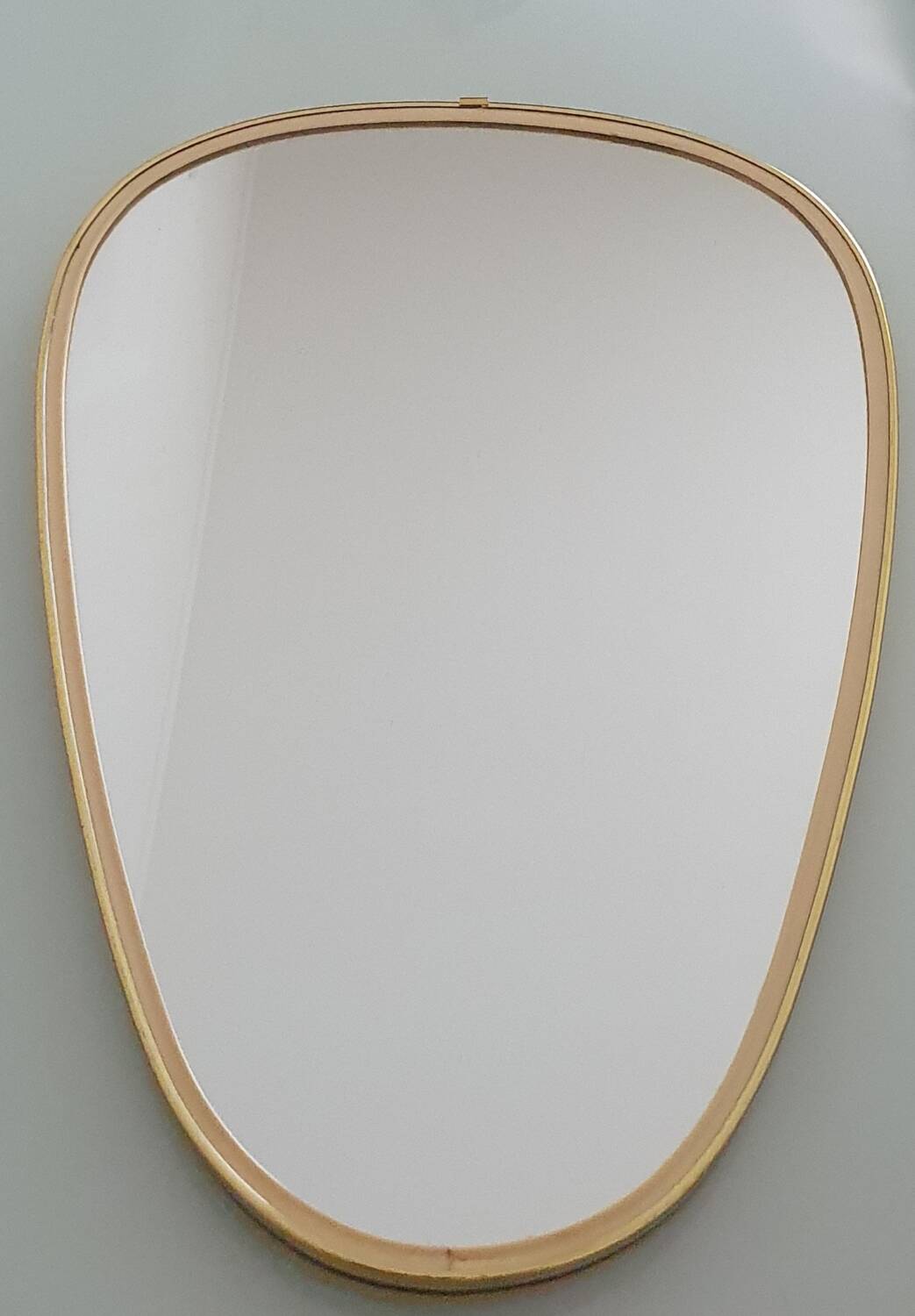 Vintage ovoid mirror with gold and black edges - 1960s