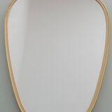 Miroir ovoïde vintage bords doré et noir - années 1960