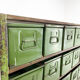 Vintage industrial cabinet, 20 iron drawers, wooden top, 1950's