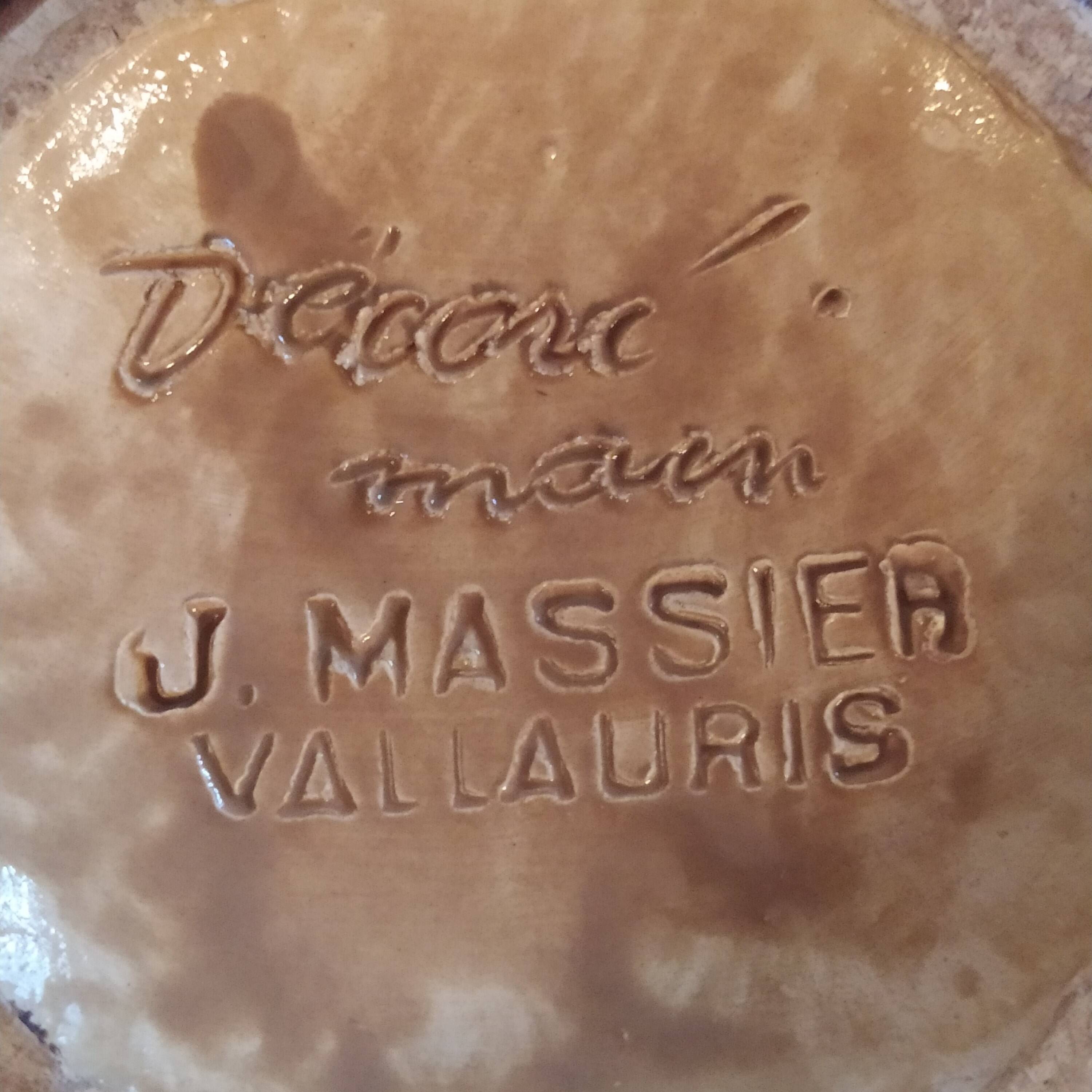 old Vallauris ball vase signed J Massier