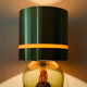 Lampe de salon pied en verre et abat-jour en laiton, Italie années 70