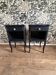 Pair of relooked vintage black matte bedside tables – chic Louis XV style – tab