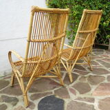 Pair of high rattan chairs