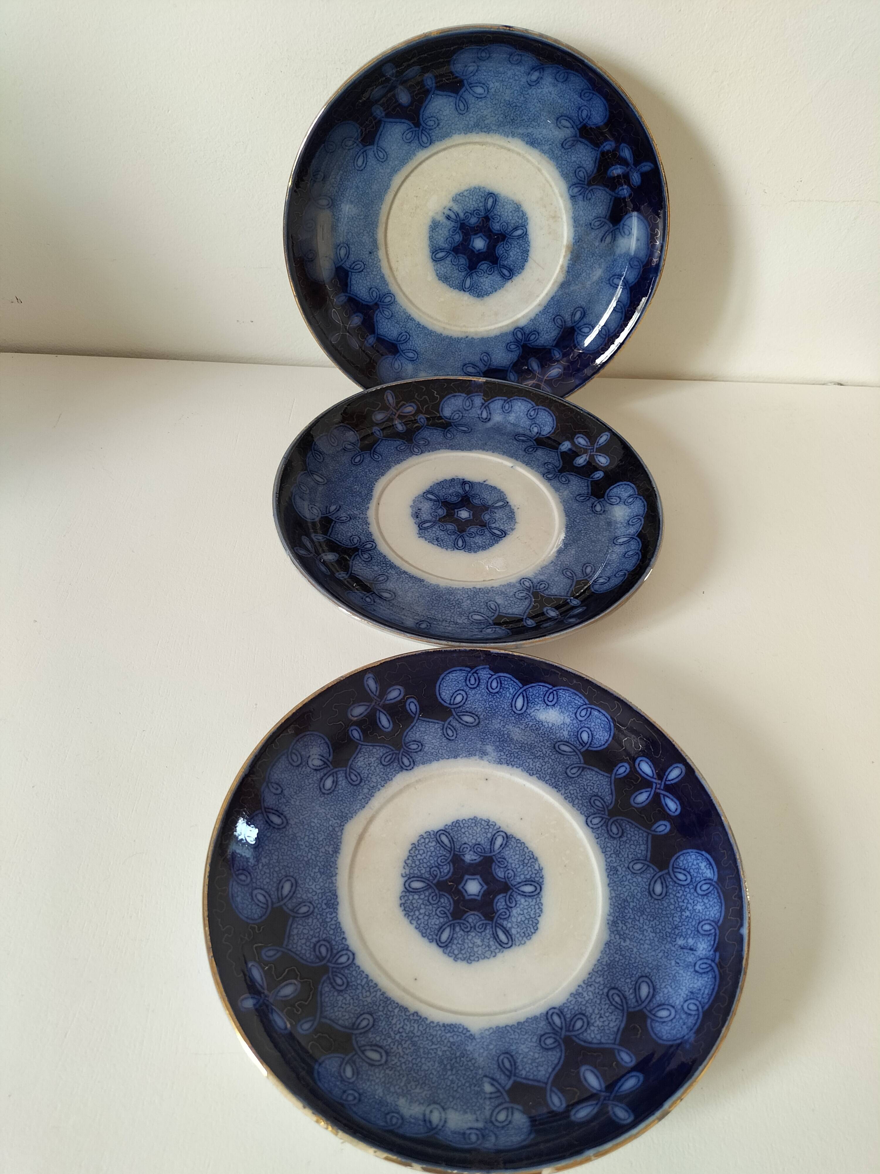 Trio of redowa plates – sarreguemines, ironstone – circa 1890