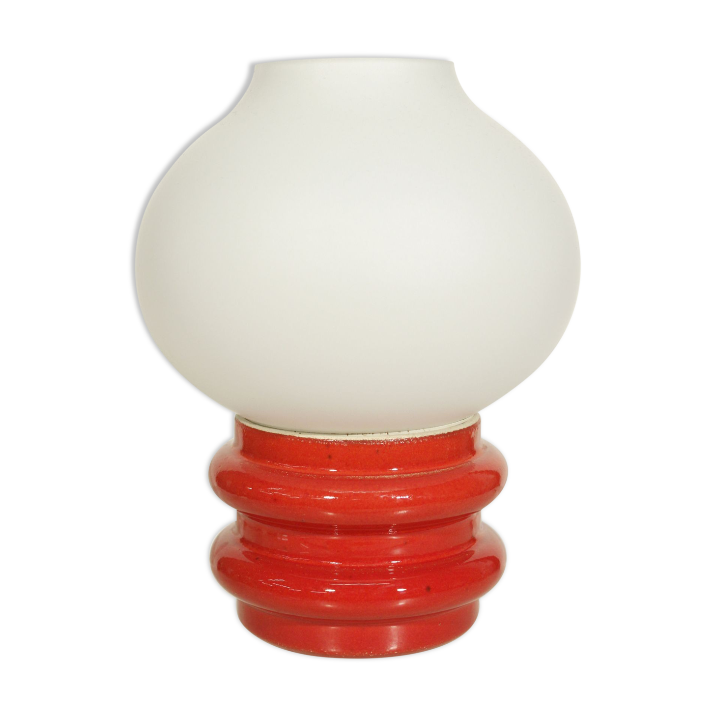Vintage lamp in red & opaline ceramic, Germany 1960s
