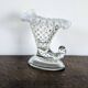 Horn cup in bubbled glass and white opaline