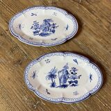 Set of 2 Moustiers blue decor dishes
