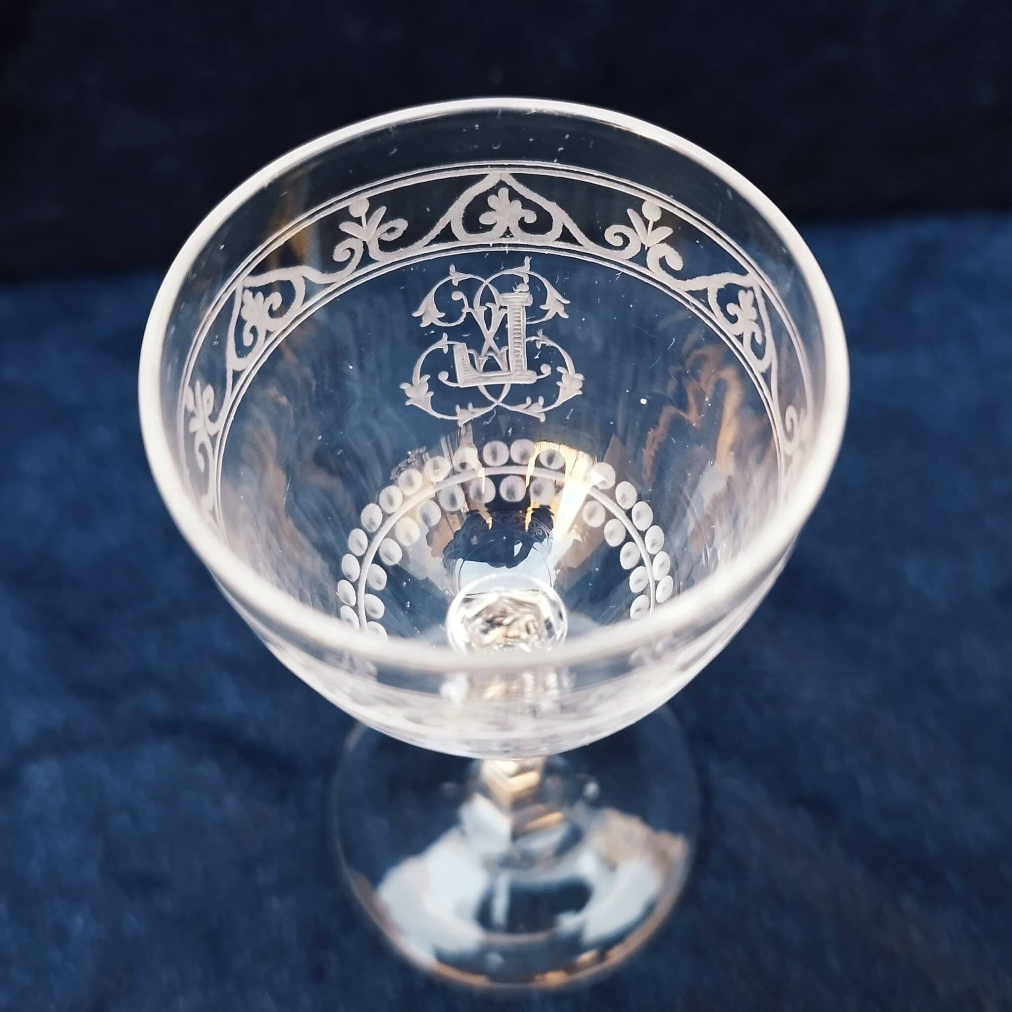 Baccarat crystal port/aperitif glasses monogram