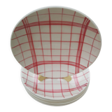 Lot de 6 assiettes creuses Moulins des Loups et Orchies torchon