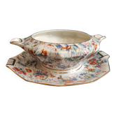 Saucière de service française vintage de La Tallec, Limoges, avec décoration florale colorée