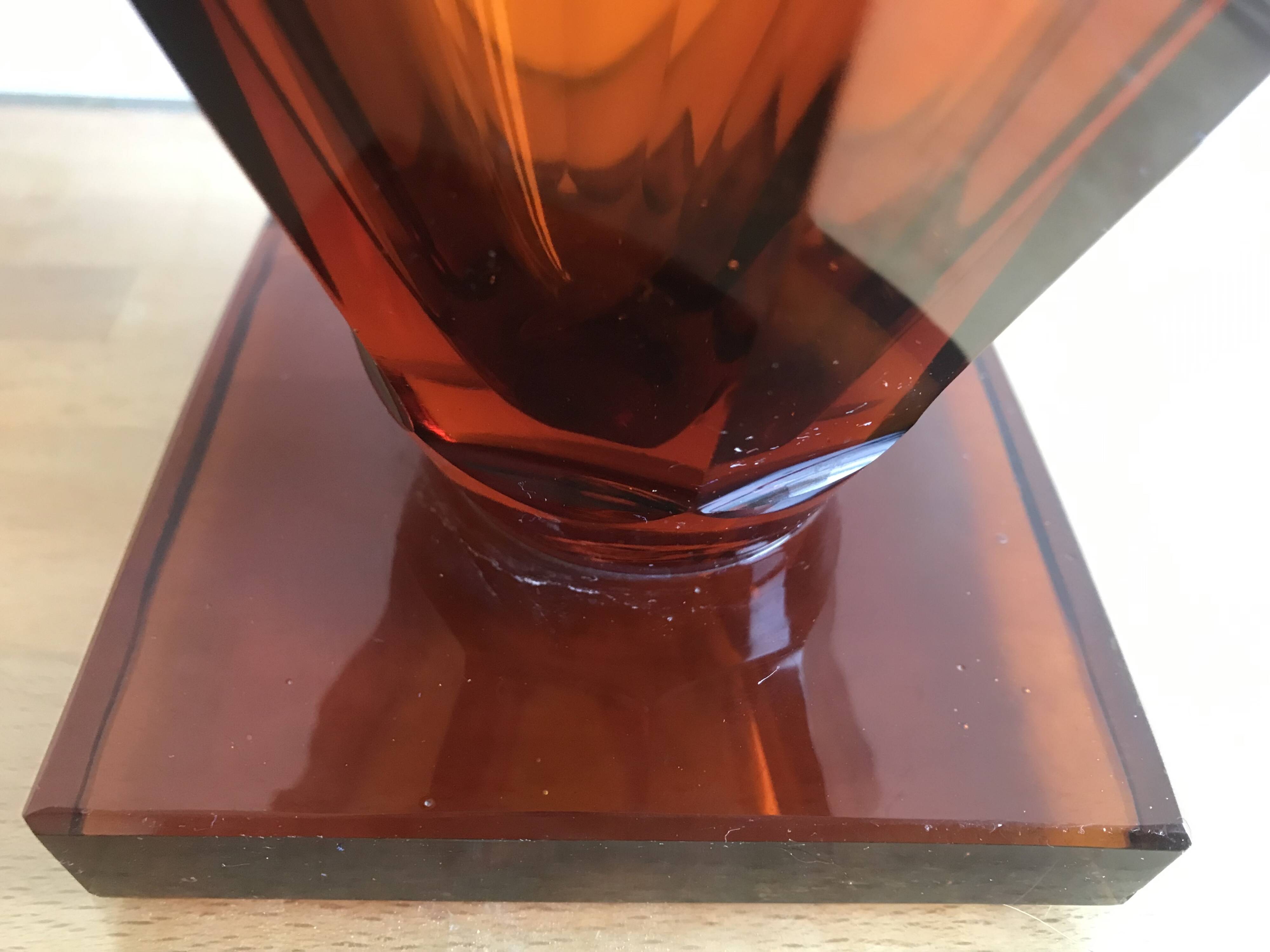 art deco ocher glass vase