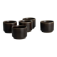 Set of 5 dark brown glazed ceramic egg cups.