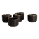 Set of 5 dark brown glazed ceramic egg cups.