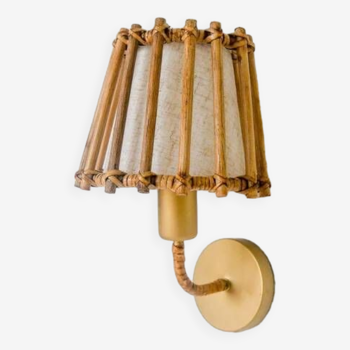 Mid century modern rattan wall lamp, Bathroom Vanity Wall Lighting, Rattan Wall Sconces, Bedroom, Living Room Lights