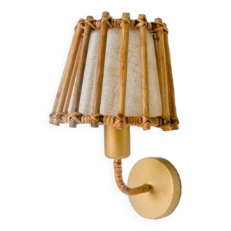 Mid century modern rattan wall lamp, Bathroom Vanity Wall Lighting, Rattan Wall Sconces, Bedroom, Living Room Lights