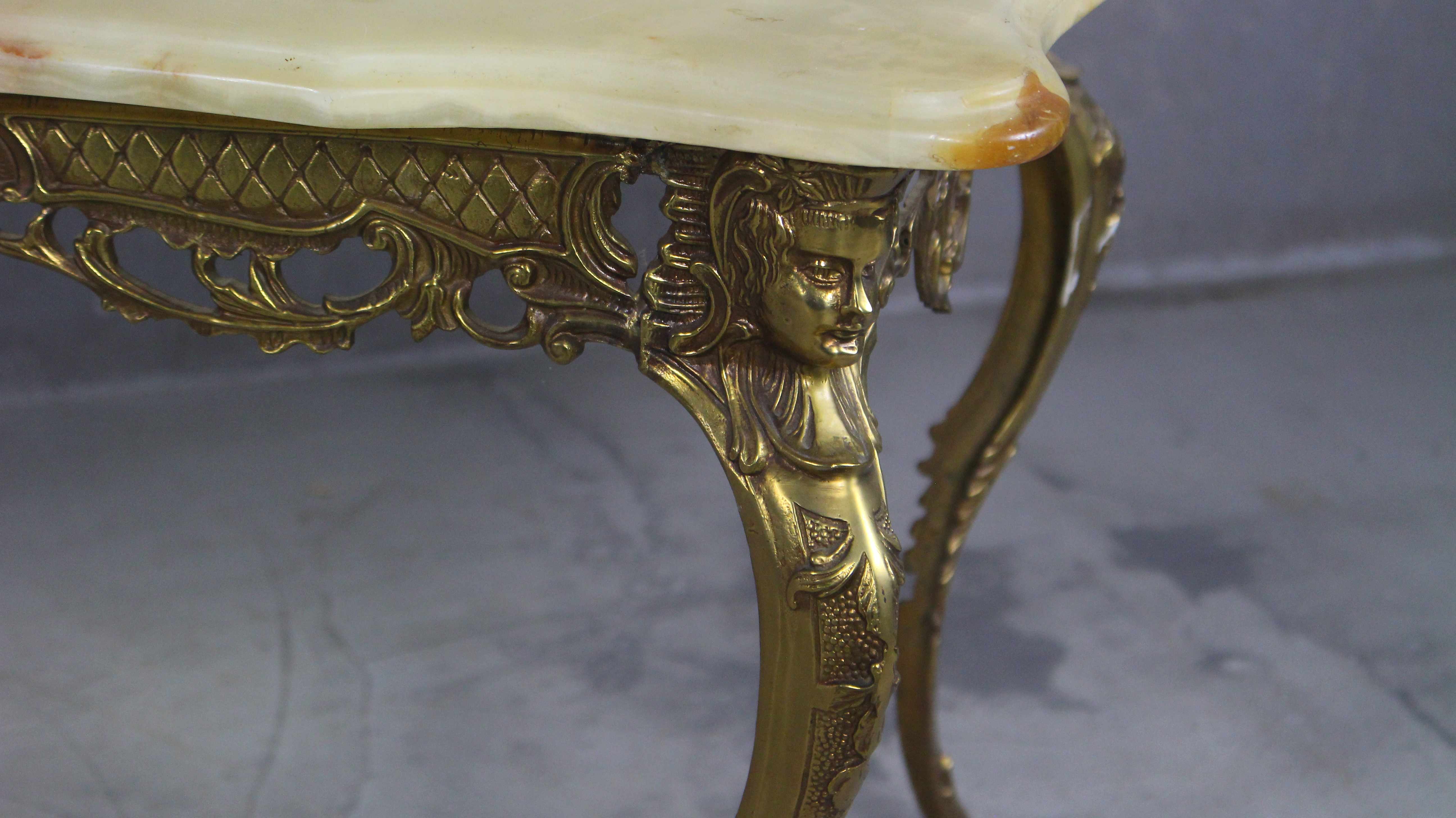 Italian Vintage Brass Coffee Table With Marble by Orsenigo, 1960s
