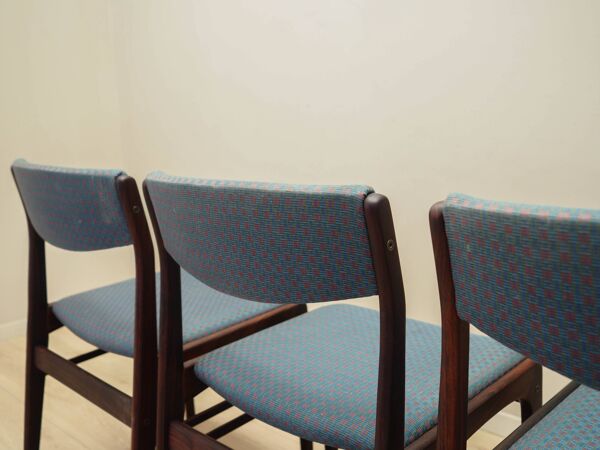 Ensemble de trois chaises en palissandre, design danois, années 1970, fabrication : Danemark