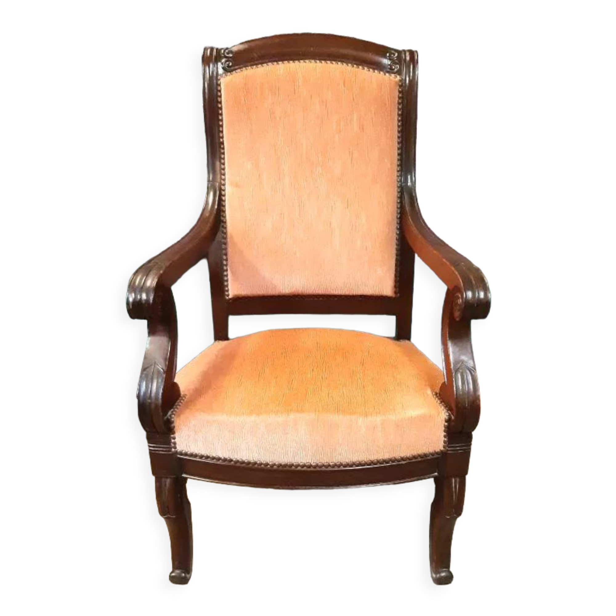 Louis Philippe armchair in solid mahogany