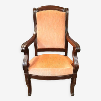 Fauteuil Louis Philippe d'époque en acajou massif