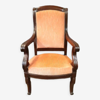 Louis Philippe armchair in solid mahogany