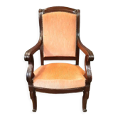 Louis Philippe armchair in solid mahogany
