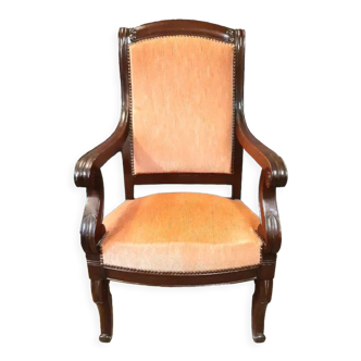 Fauteuil Louis Philippe d'époque en acajou massif