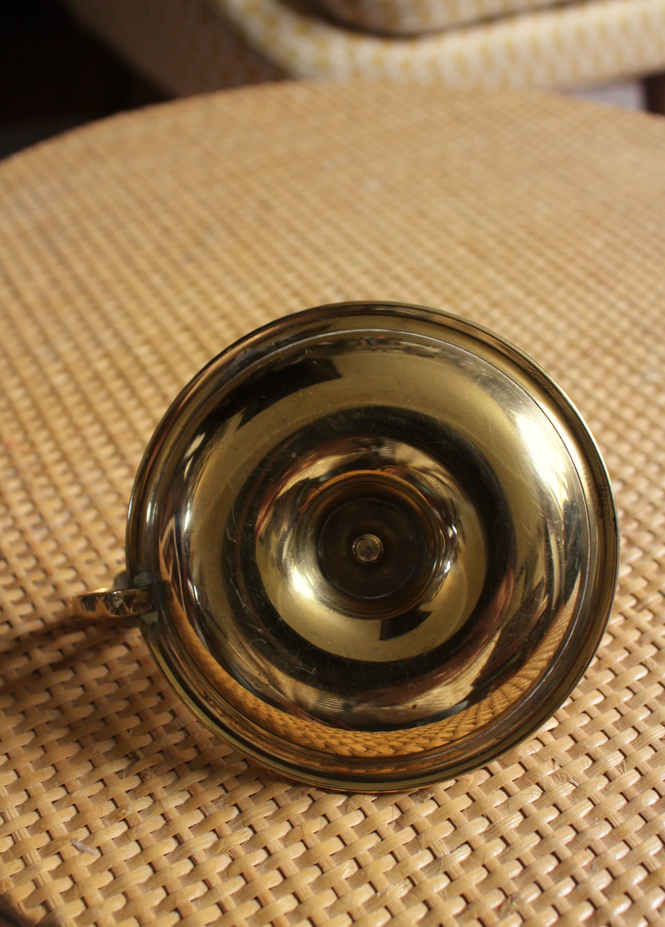 Brass candle holder cellar rat round handle