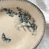Oval ironstone dish flowers birds "Malaga" Petrus Regout