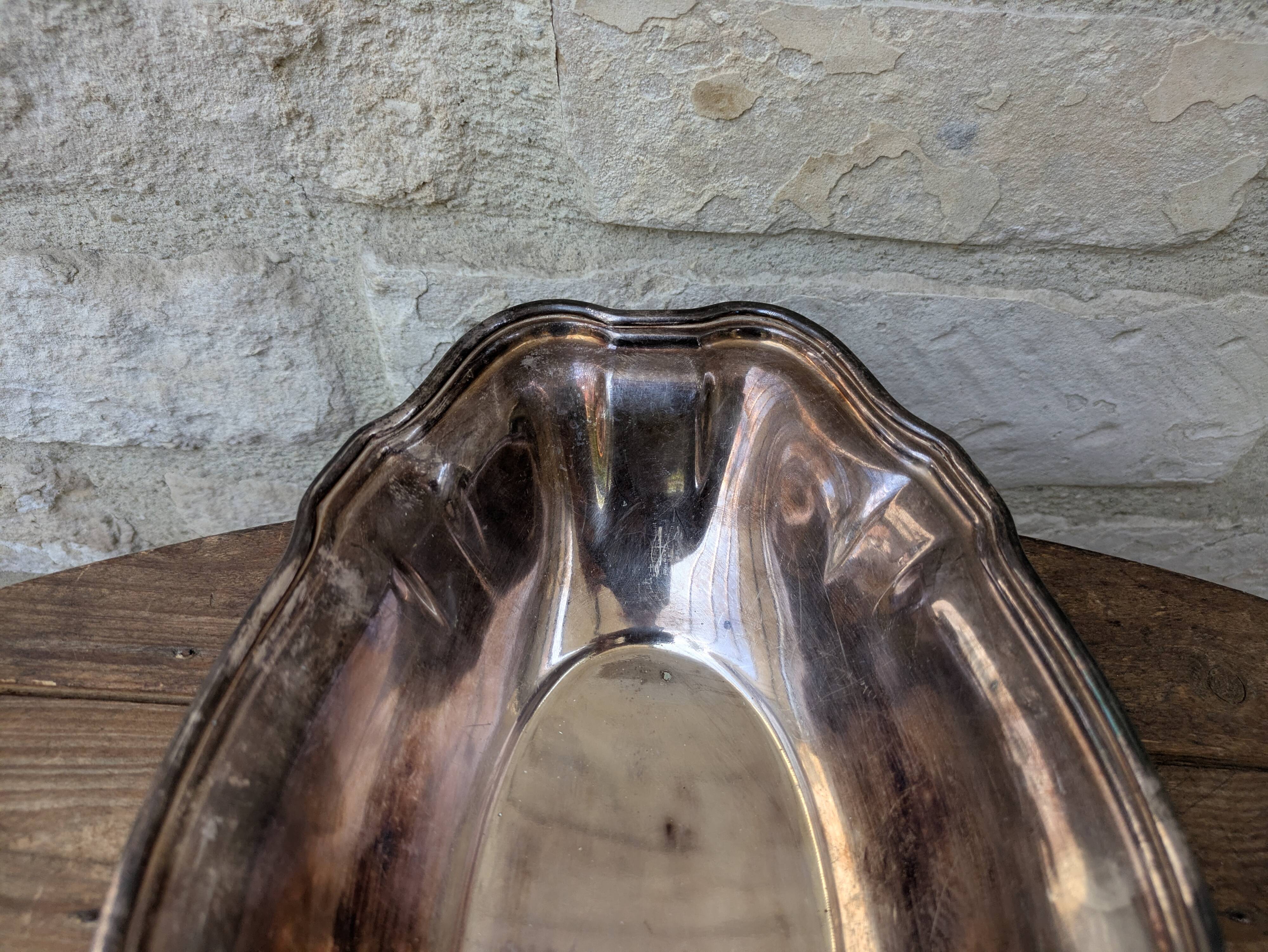 Hollow serving dish / silver-plated basket Ercuis 31x19cm 650g