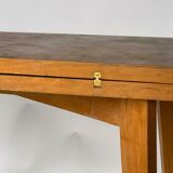 TABLE DE BRIDGE A SYSTEME 1960 CHENE CLEAR GREEN FABRIC