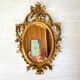 Miroir vintage doré, 29x19 cm