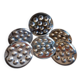 6 assiettes escargots en métal