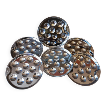 6 assiettes escargots en métal
