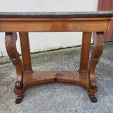 Empire restauration console with marble top in walnut from the 19th century