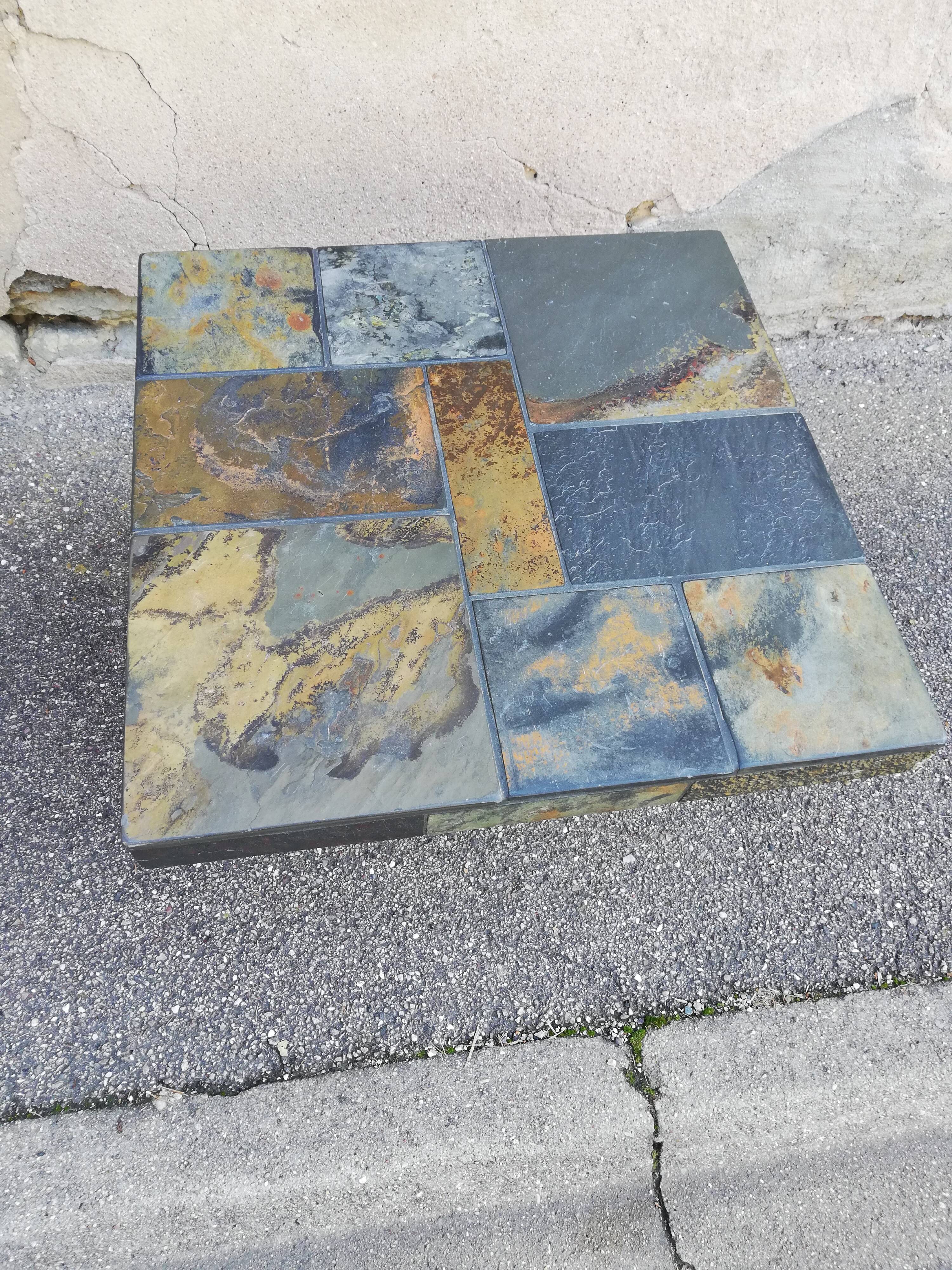 Table basse bois et pierre