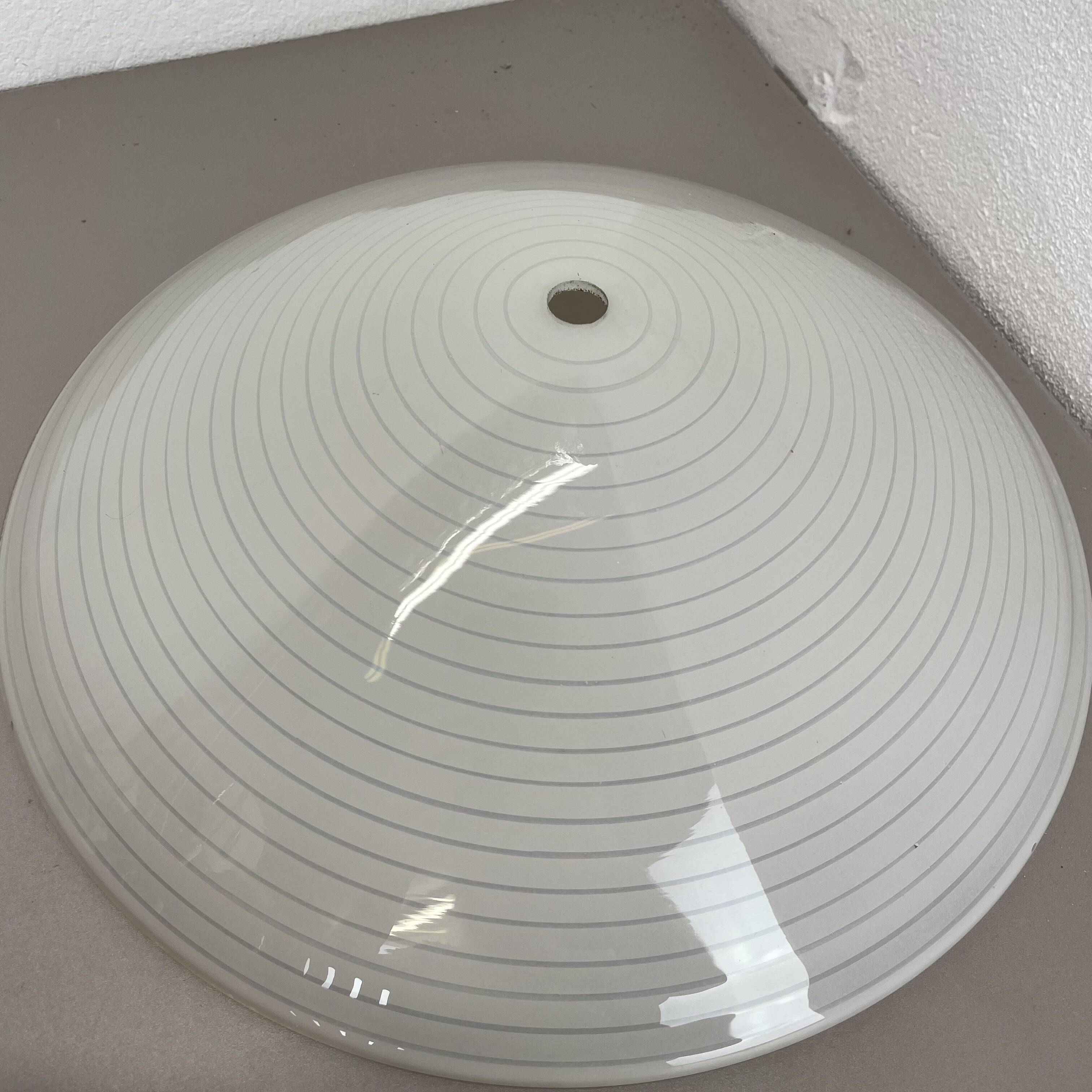 Modernist Stilnovo Style Metal glass Ceiling Flushmount Light, Italy 1950s