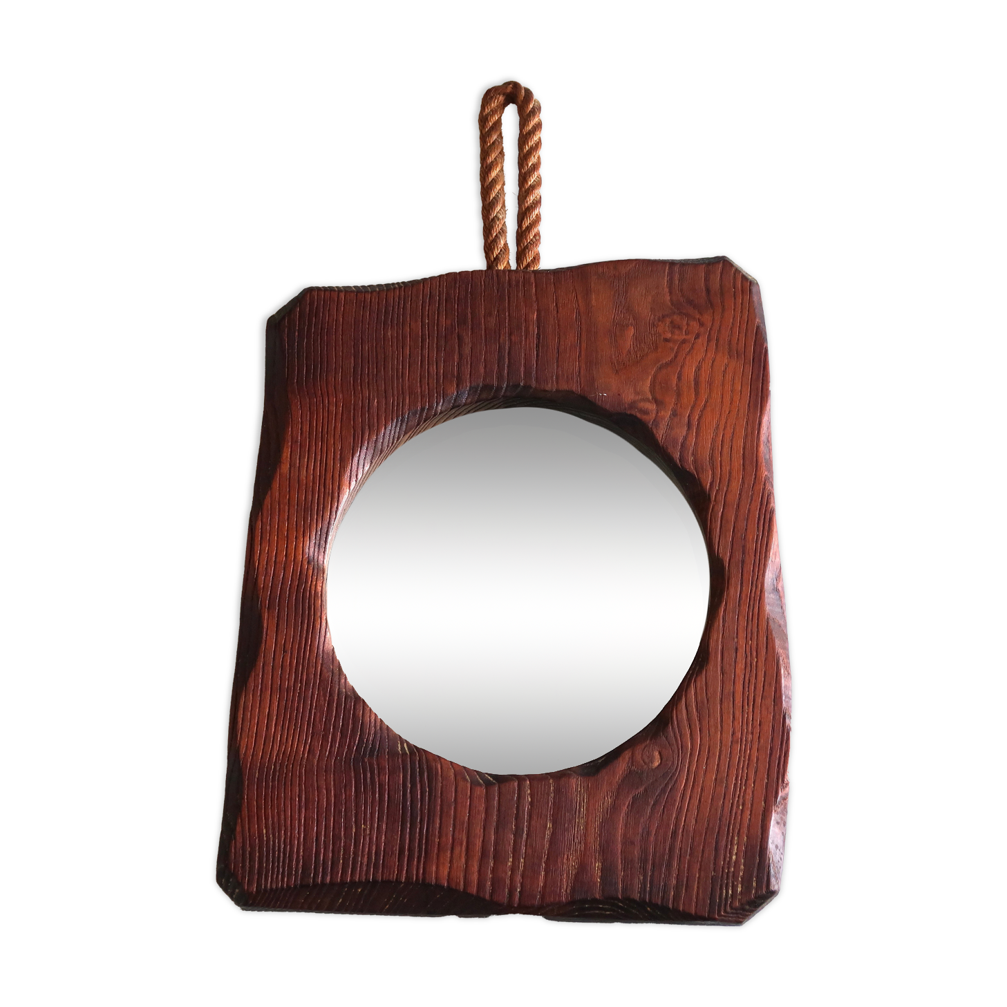 Free-form wooden mirror, 70s