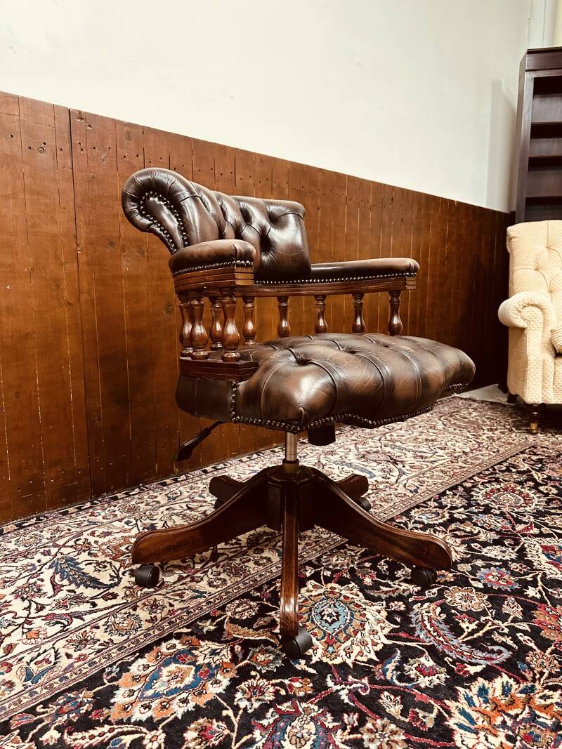 English Brown Chesterfield Captain Chair