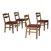 Chaises de salle à manger danoises des années 1960, lot de 4 pièces, tissu en laine, bois de chêne massif.