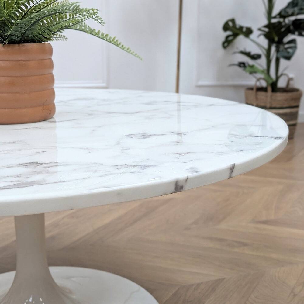 Table basse ronde en marbre vintage