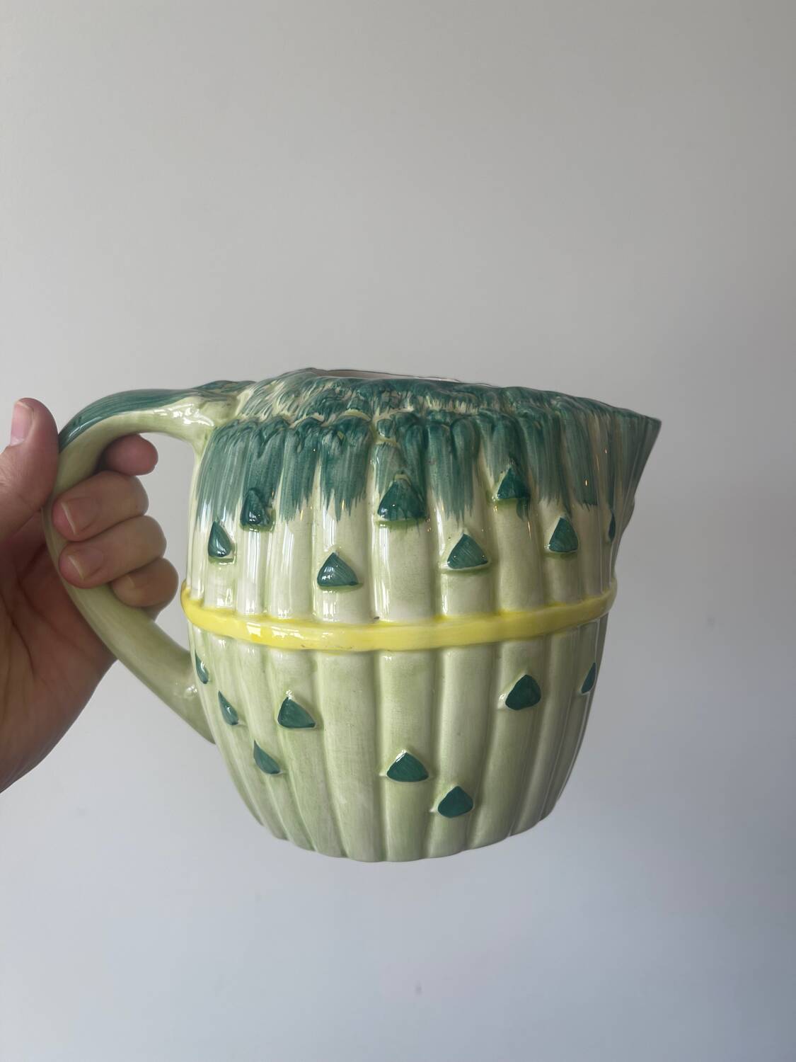 Vintage ceramic asparagus bunch carafe pitcher for country kitchen decor