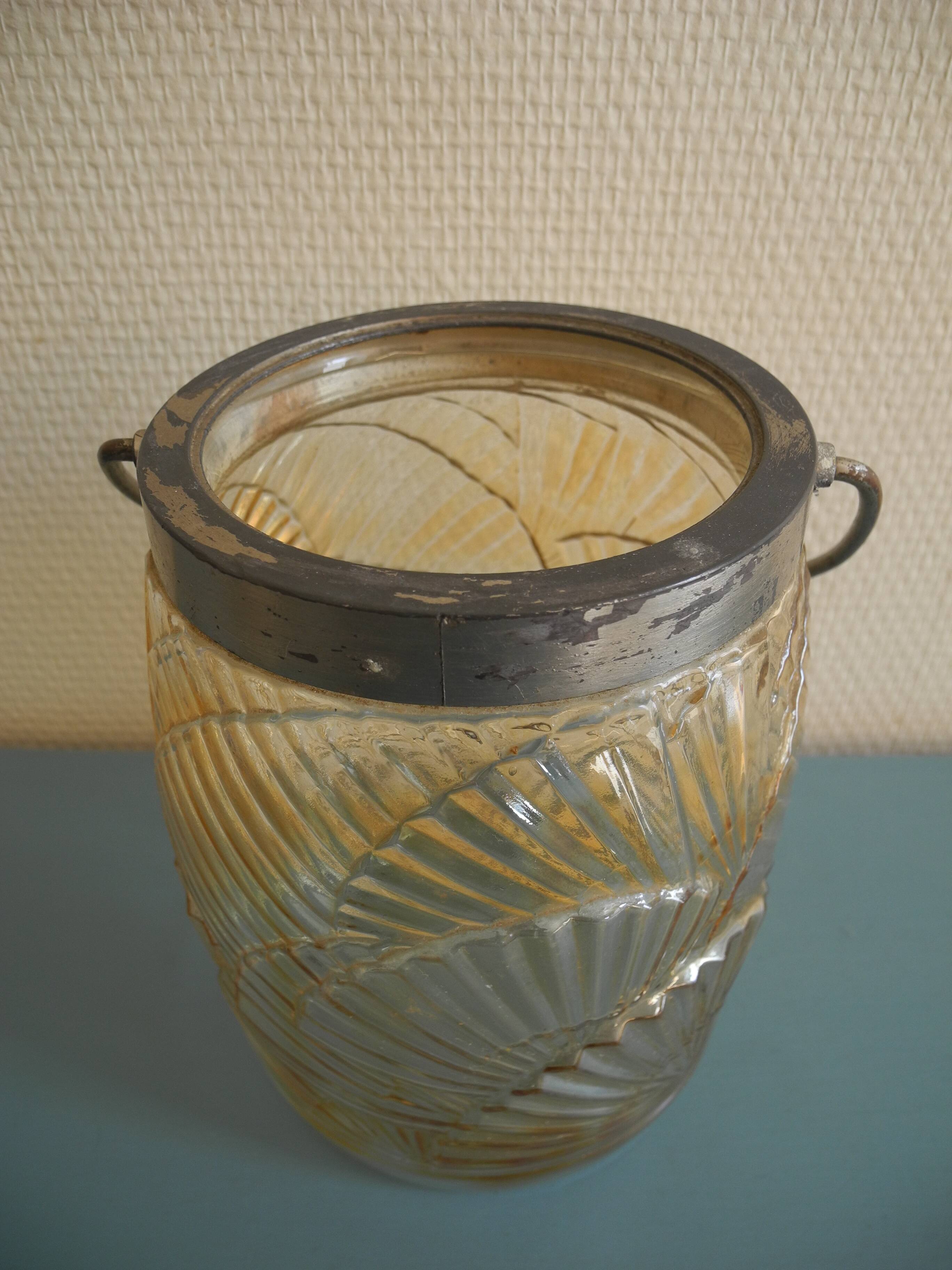 antique french biscuit tin bucket art deco fans 30s