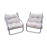 Pair of armchairs from the 70s chrome tubes and cotton canvas