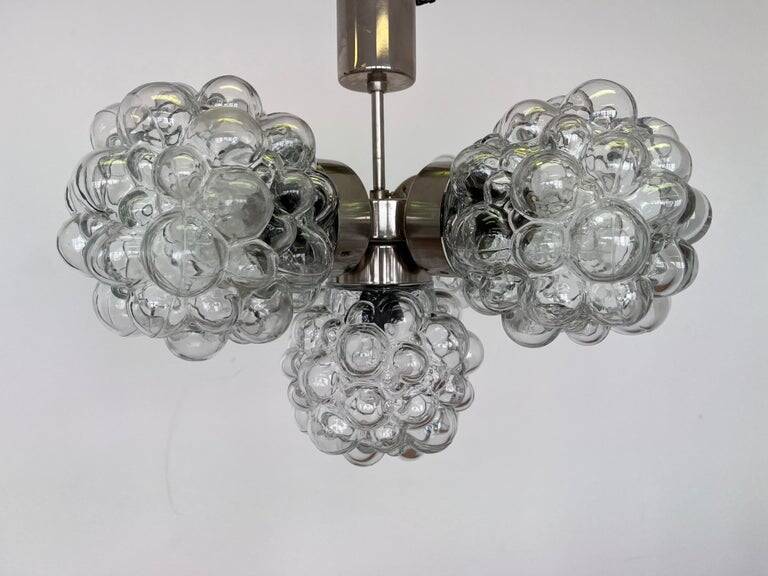 Design Glass and chrome pendant by Kamenicky Senov, Czechoslovakia, 1970s