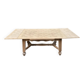 Extensible dining table Louis XIII stripped in oak from the 1950s.