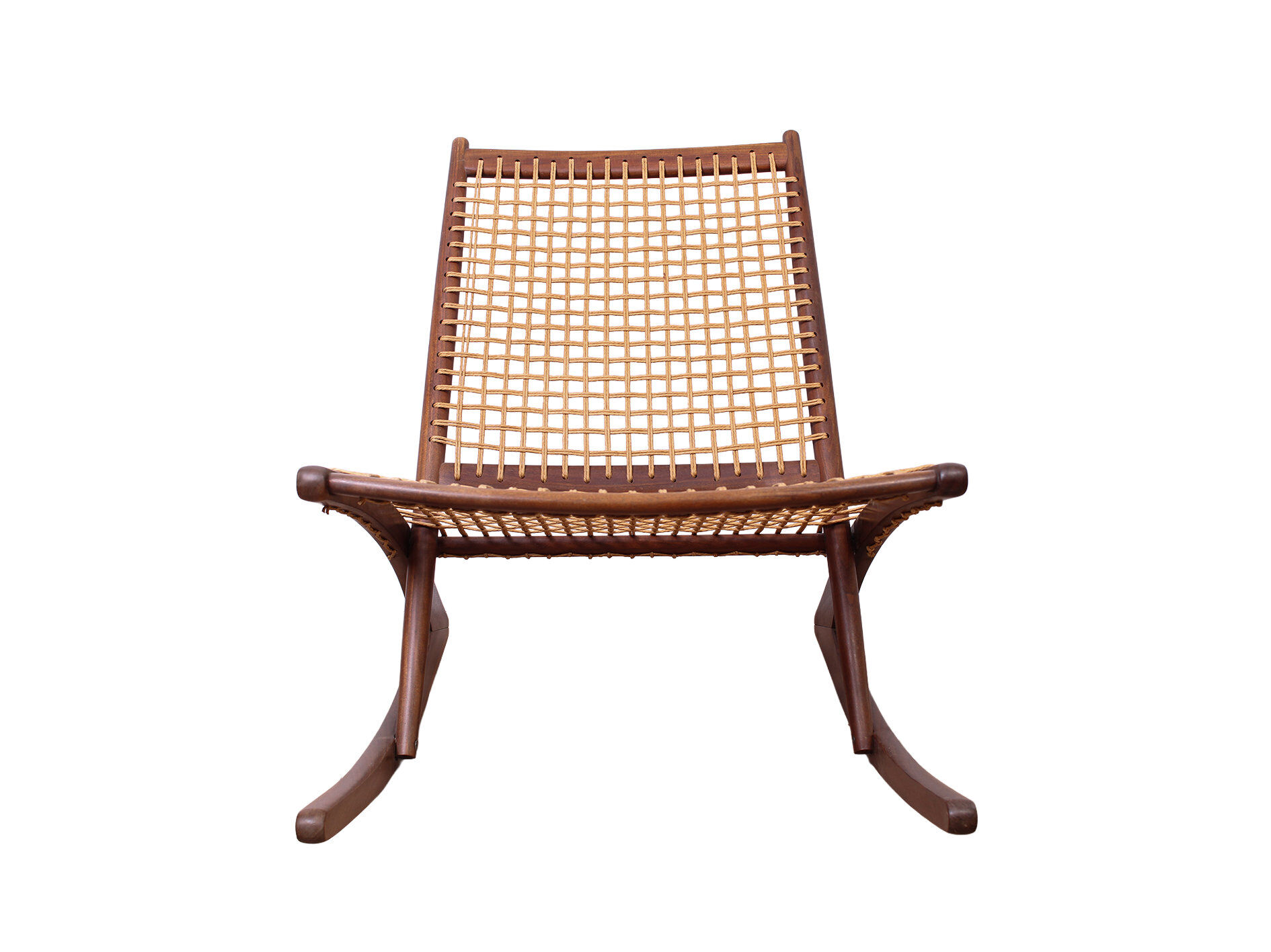 Rocking chair de style Fredrik Kayser des années 50 en teck.