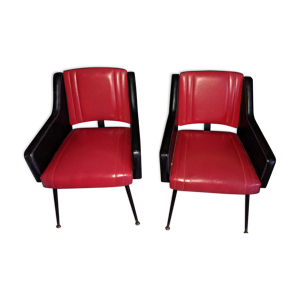 Fauteuils cuir années 50/60 vintage