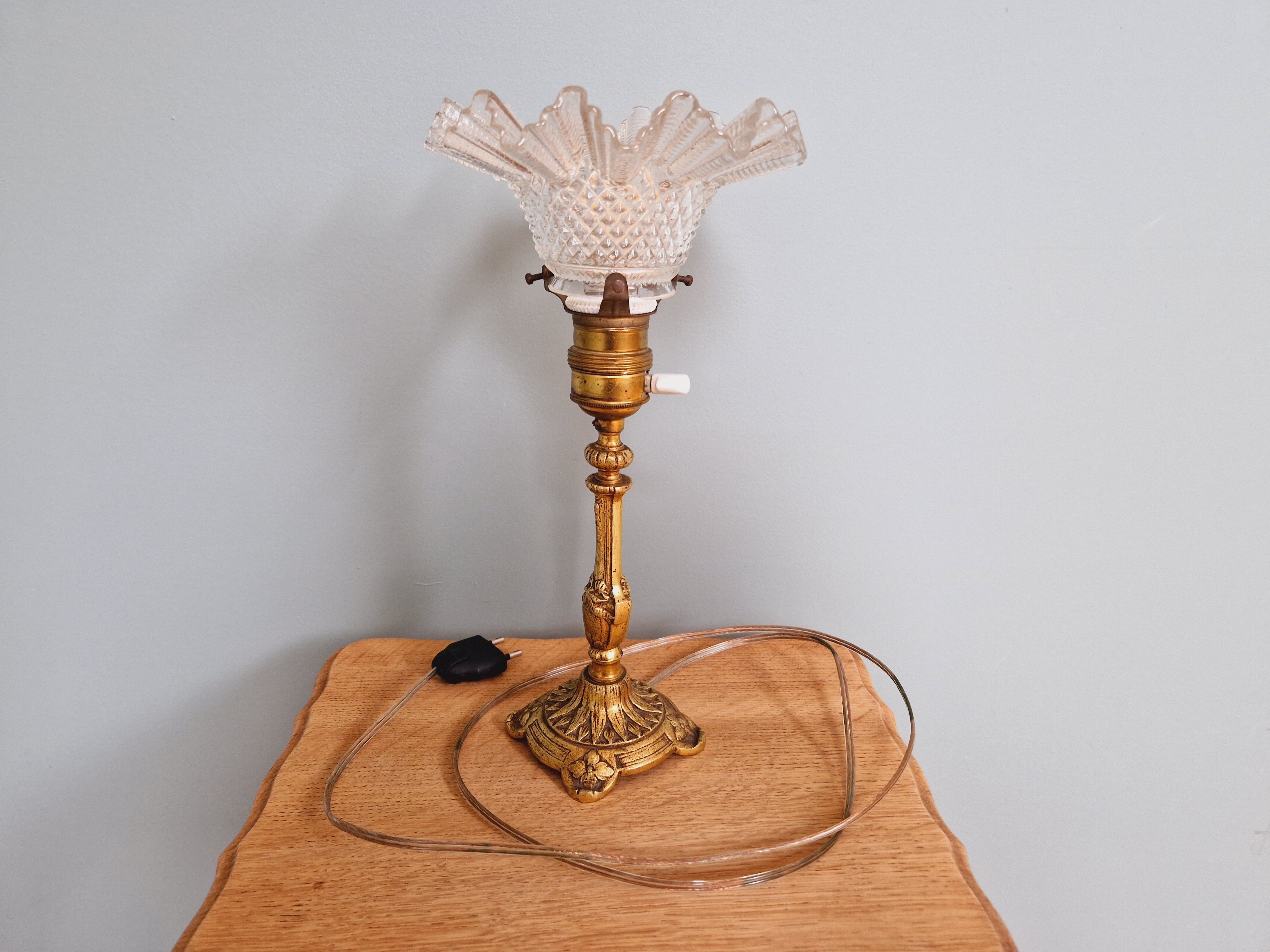 Table lamp in gilded bronze, late 19th / early 20th