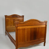 Art Nouveau twin beds in carved solid oak, France, circa 1910