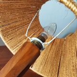 Vintage brutalist lamp from the 60s-70s made of wood and rope.